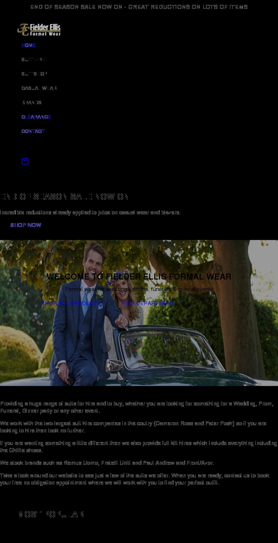 fielderellis.co.uk shopify website screenshot
