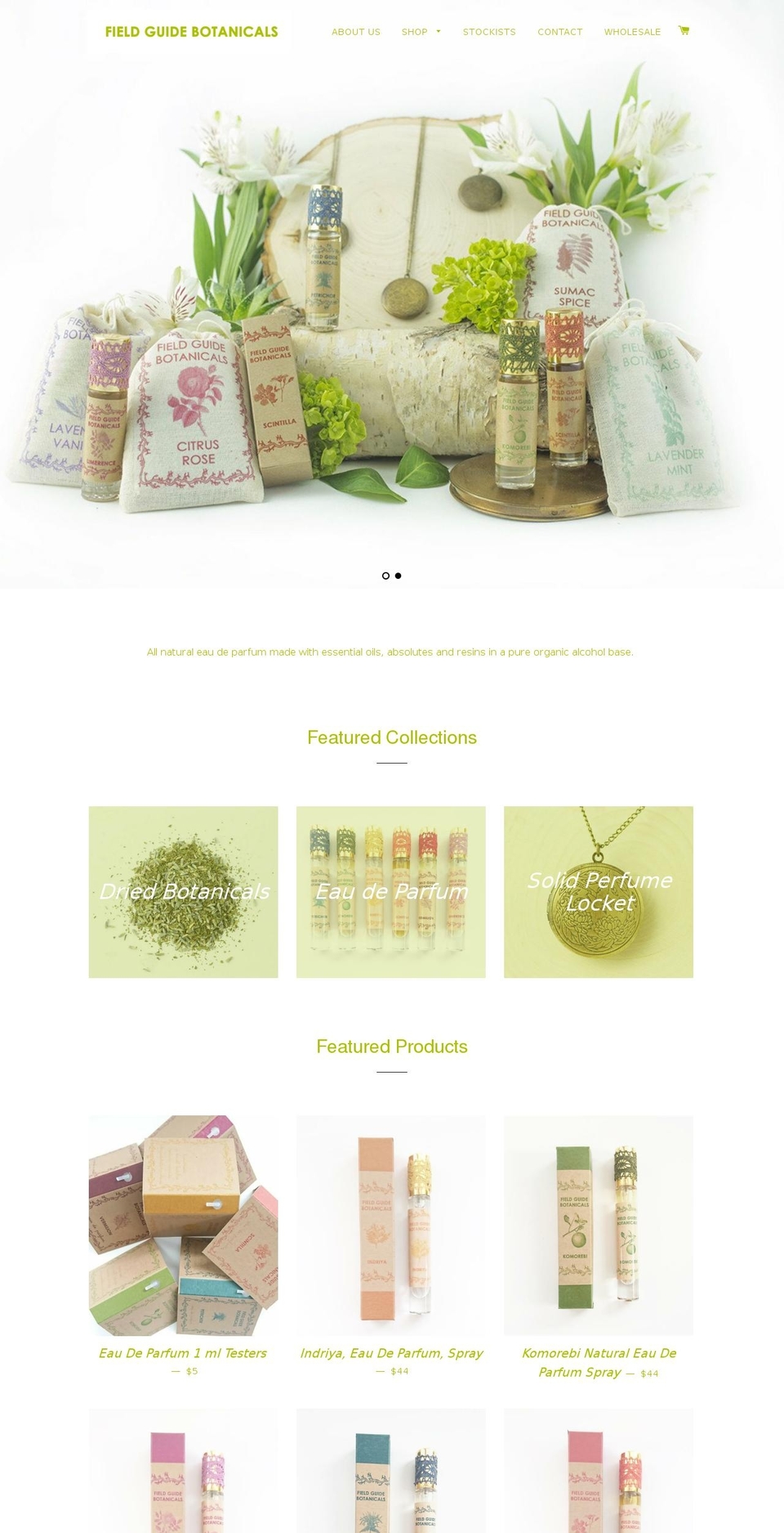 fieldguidebotanicals.ca shopify website screenshot