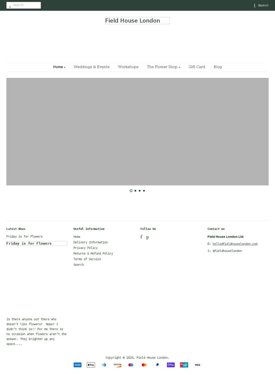 fieldhouselondon.com shopify website screenshot