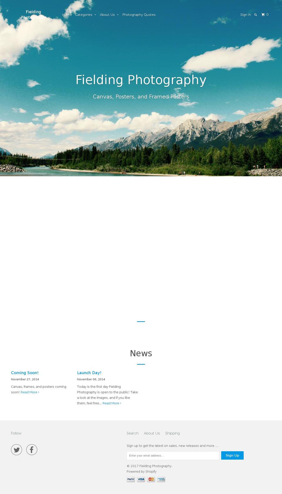 fielding-photography.com shopify website screenshot