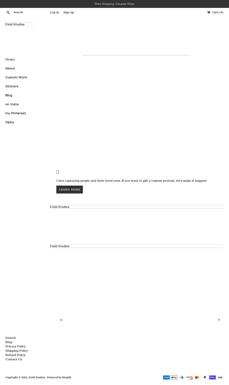 fieldstudies.ca shopify website screenshot