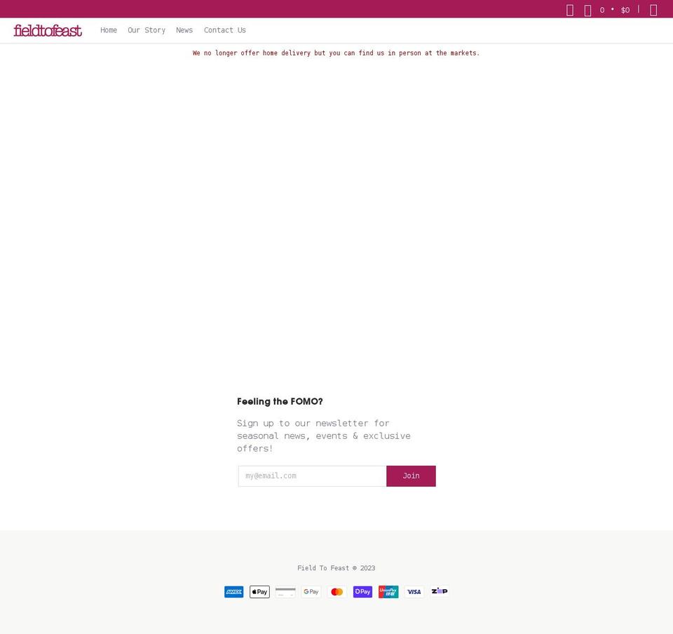 fieldtofeast.net shopify website screenshot