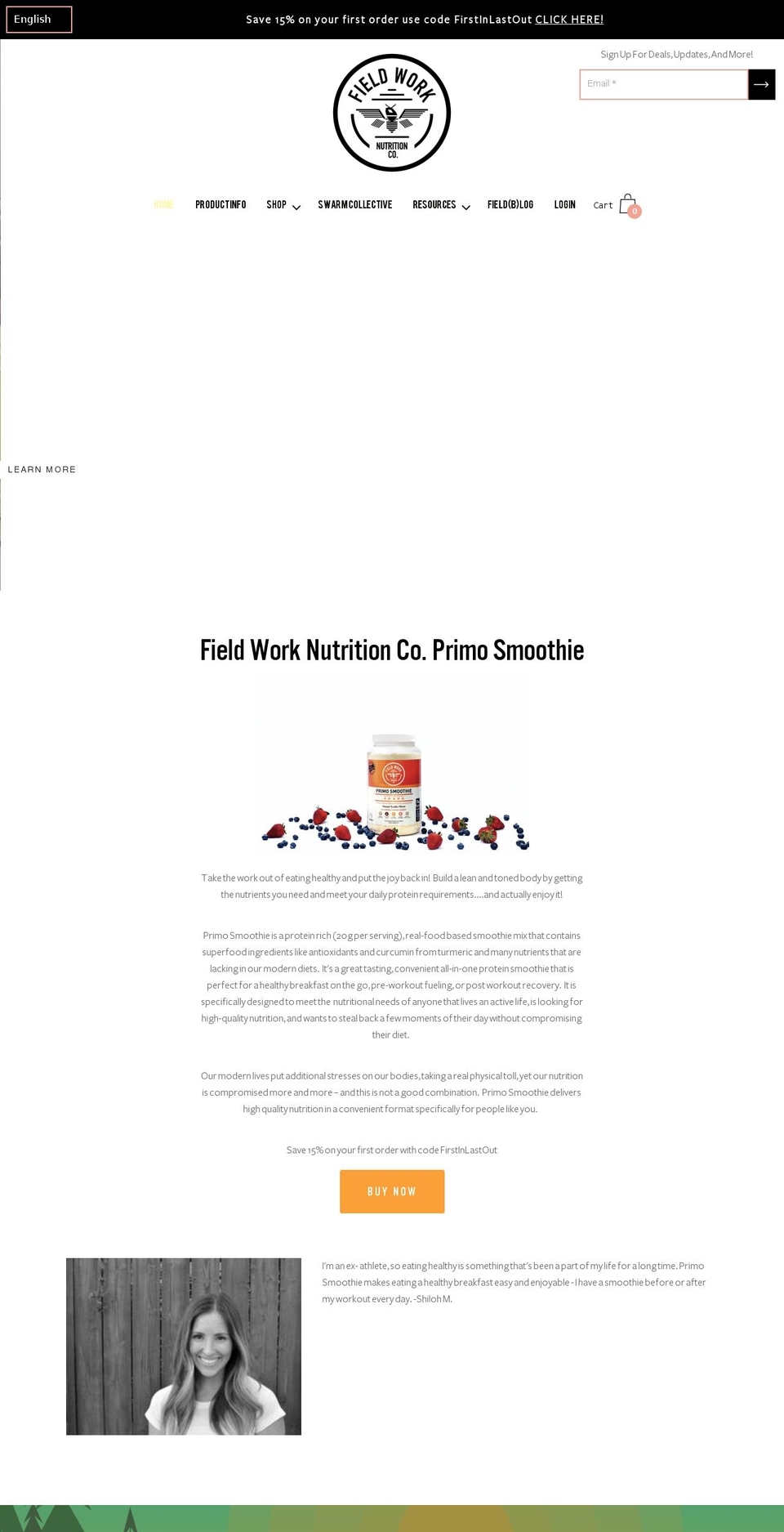 fieldworknutrition.com — Shopify storefront screenshot