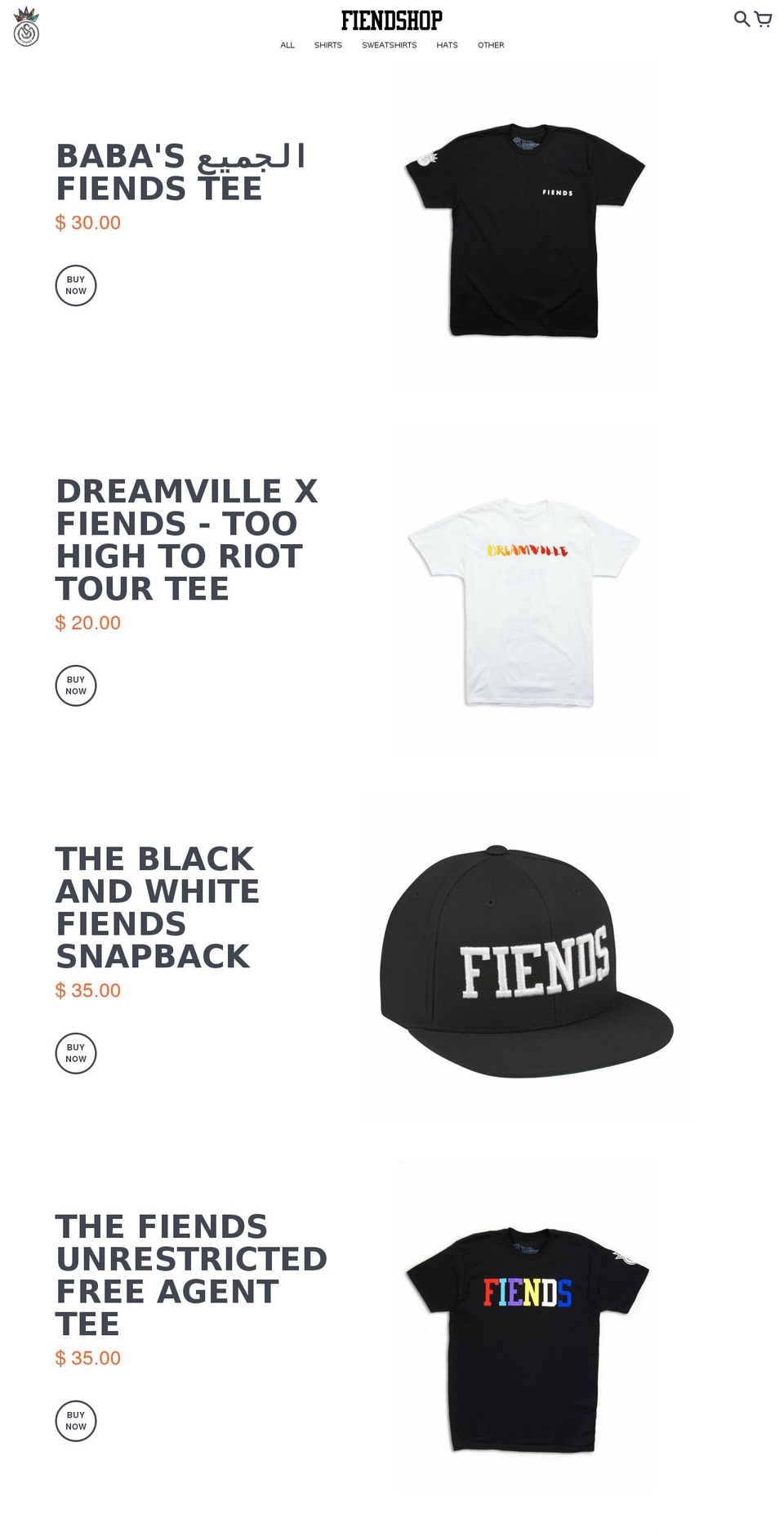 fiendshop.com shopify website screenshot