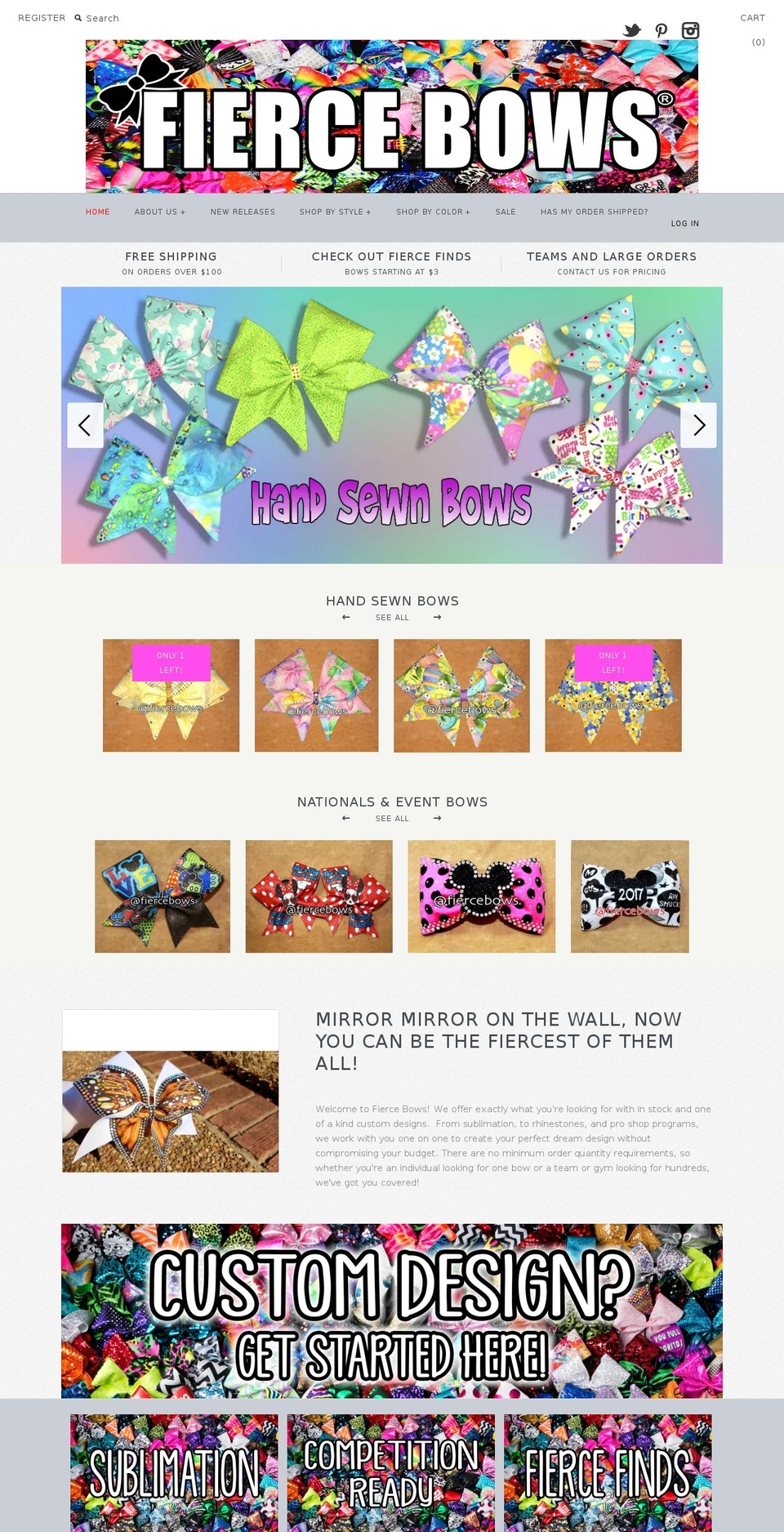 fierce-bows.com shopify website screenshot