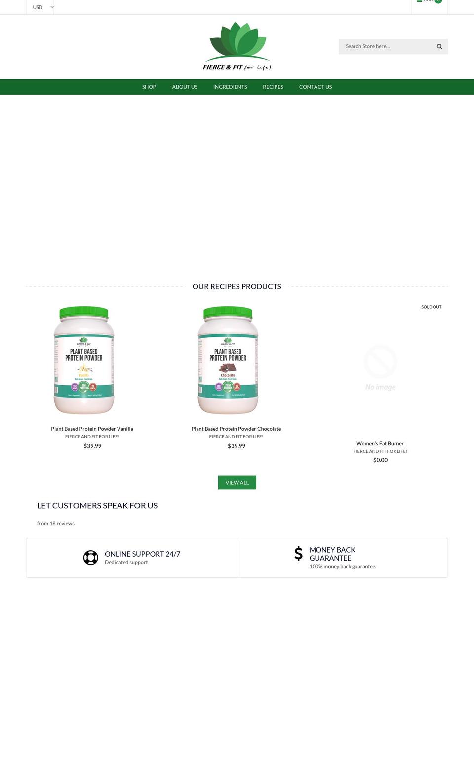 fierceandfitforlife.com shopify website screenshot