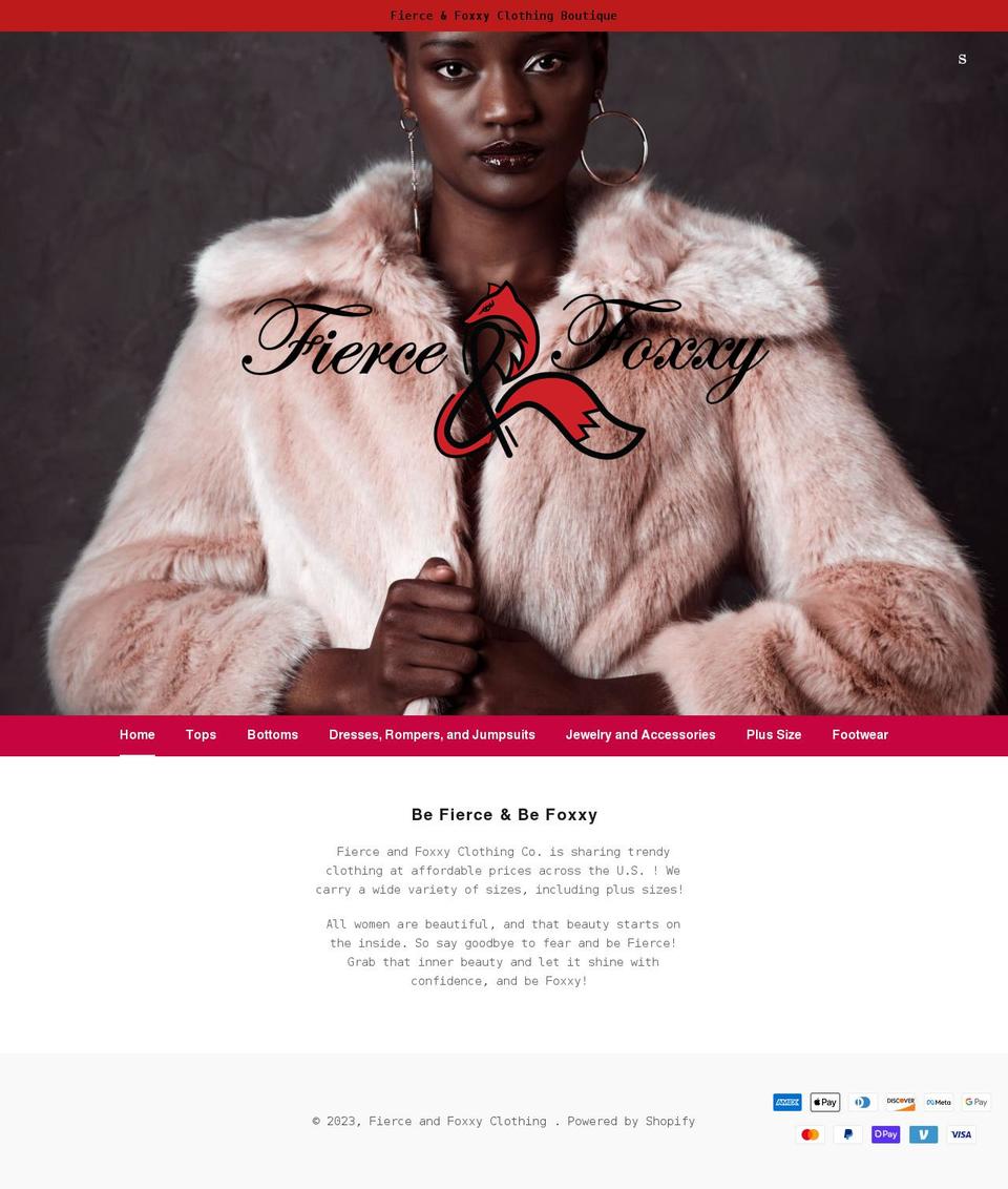 fierceandfoxxyclothing.com shopify website screenshot