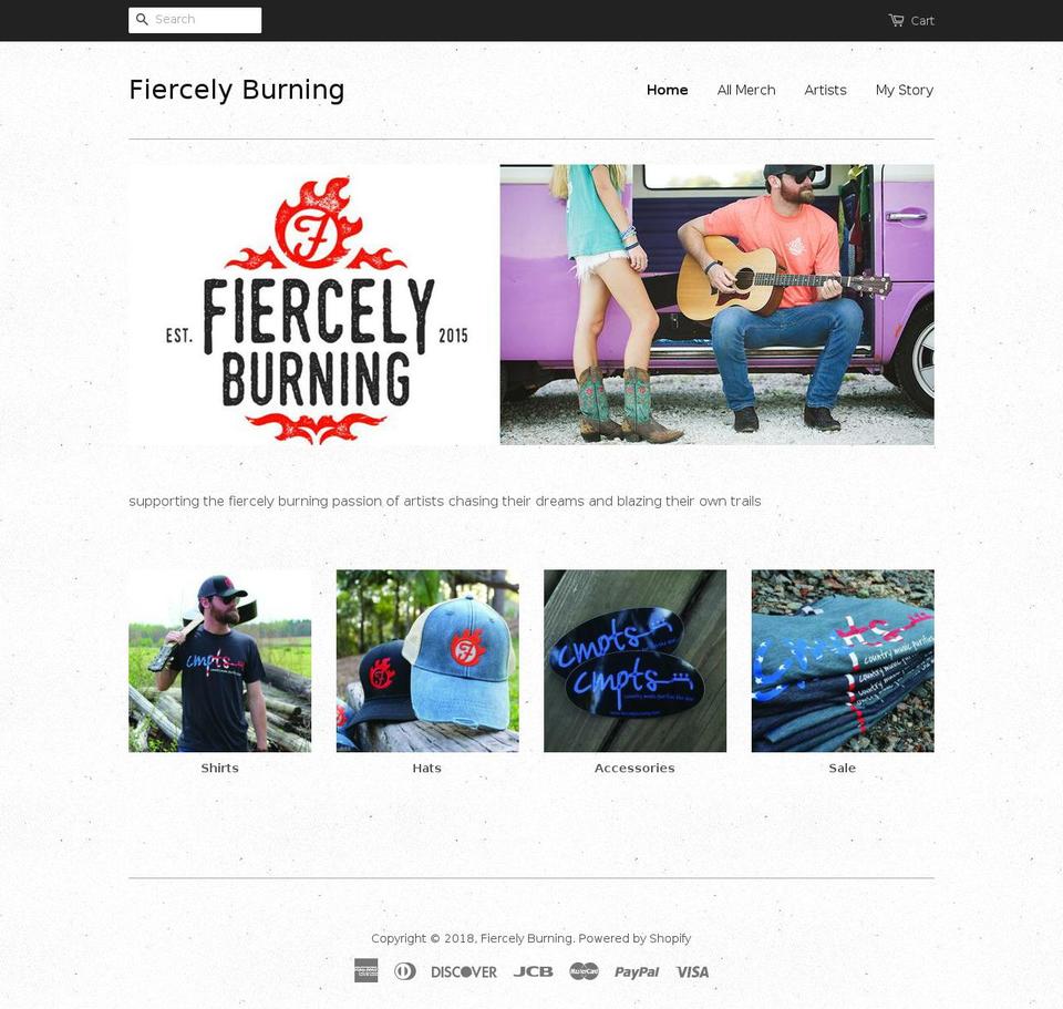 fiercelyburning.com — Shopify storefront screenshot