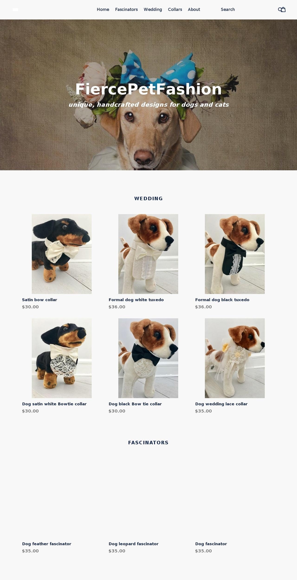 fiercepetfashion.com — Shopify storefront screenshot