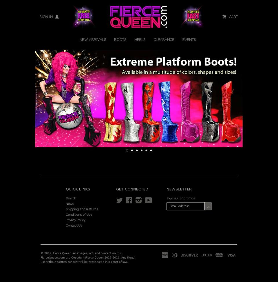 fiercequeen.com shopify website screenshot