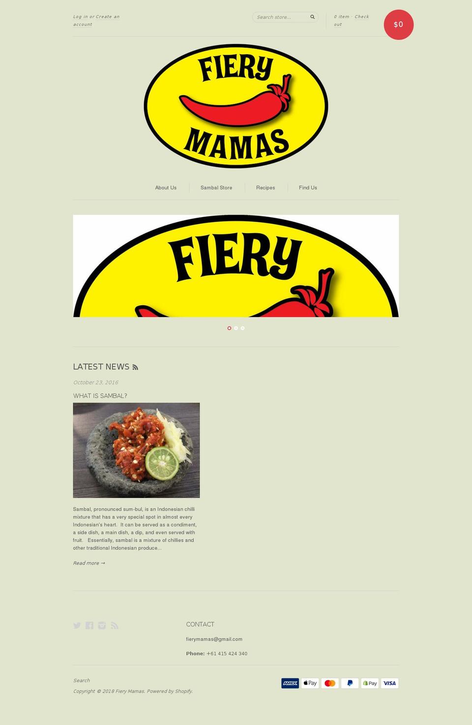 fierymamas.com shopify website screenshot