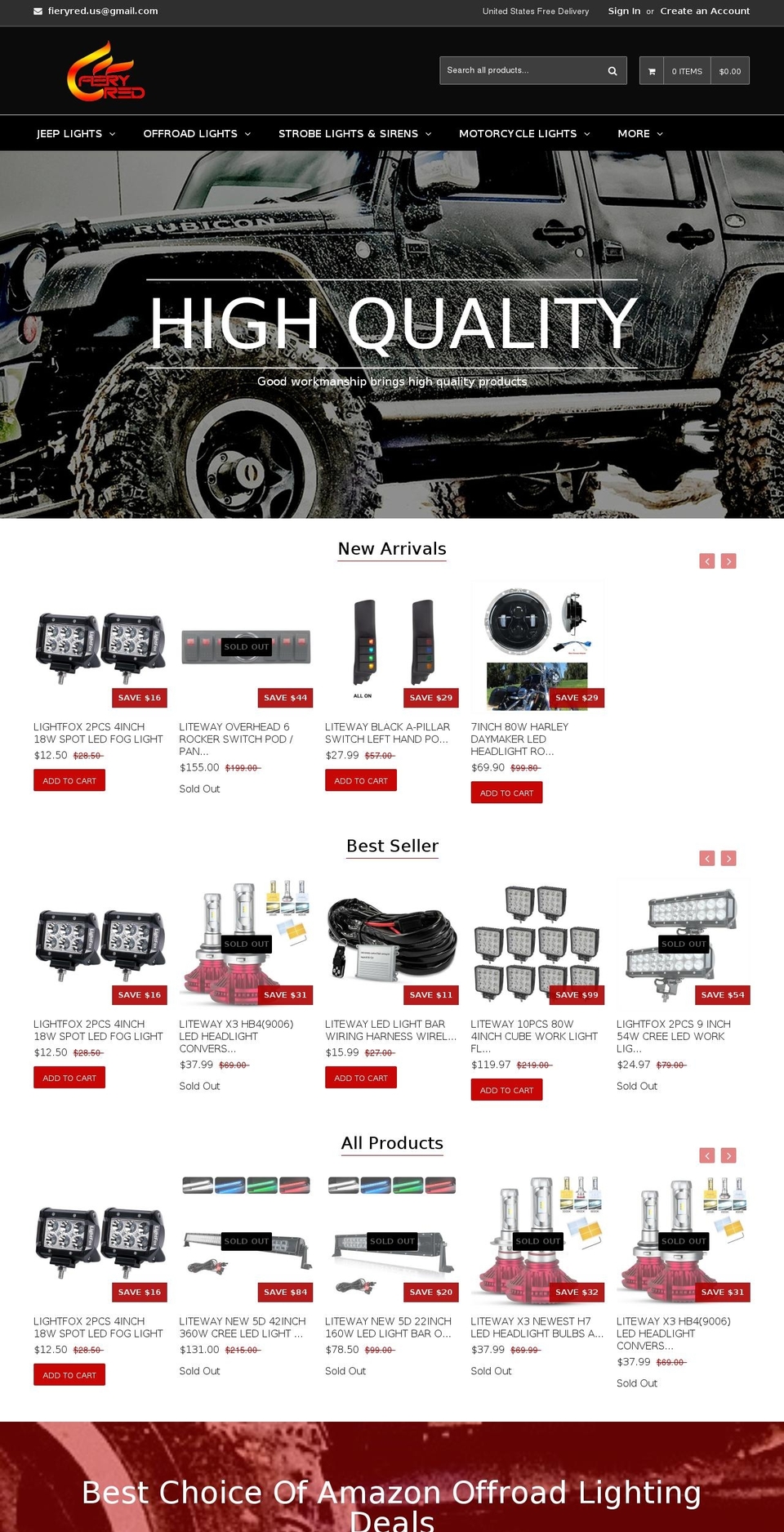 fieryred.com shopify website screenshot