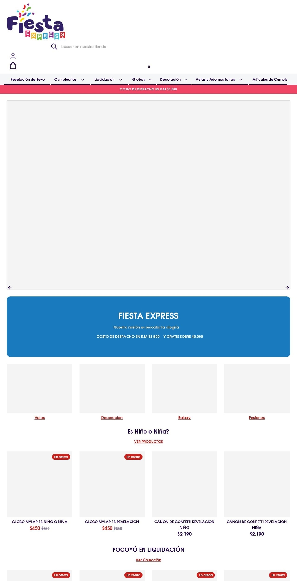 fiestaexpress.cl shopify website screenshot