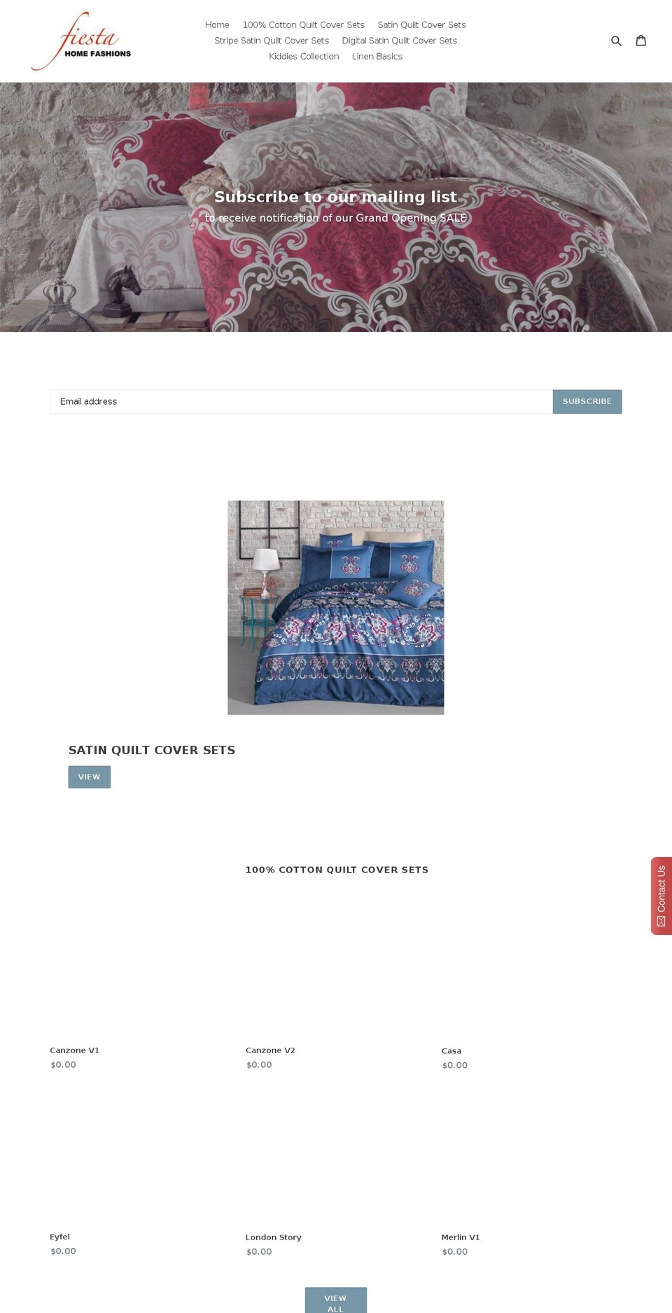 fiestahomefashions.com — Shopify storefront screenshot