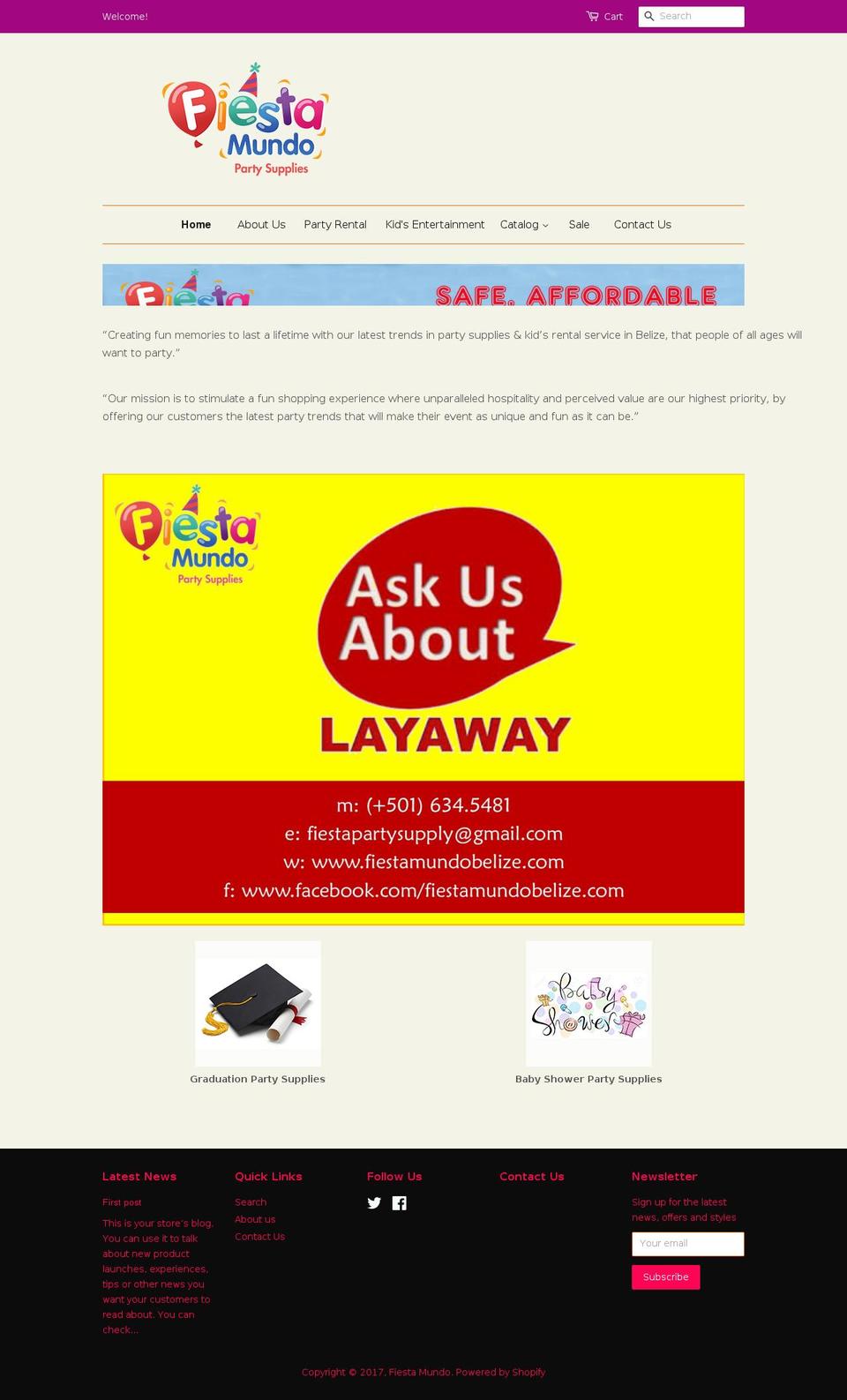 fiestamundobelize.com shopify website screenshot