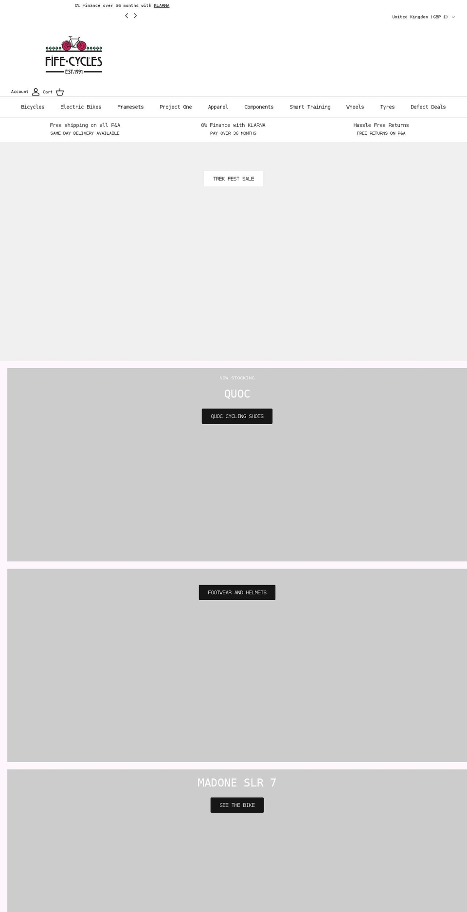 fifecycles.co.uk shopify website screenshot