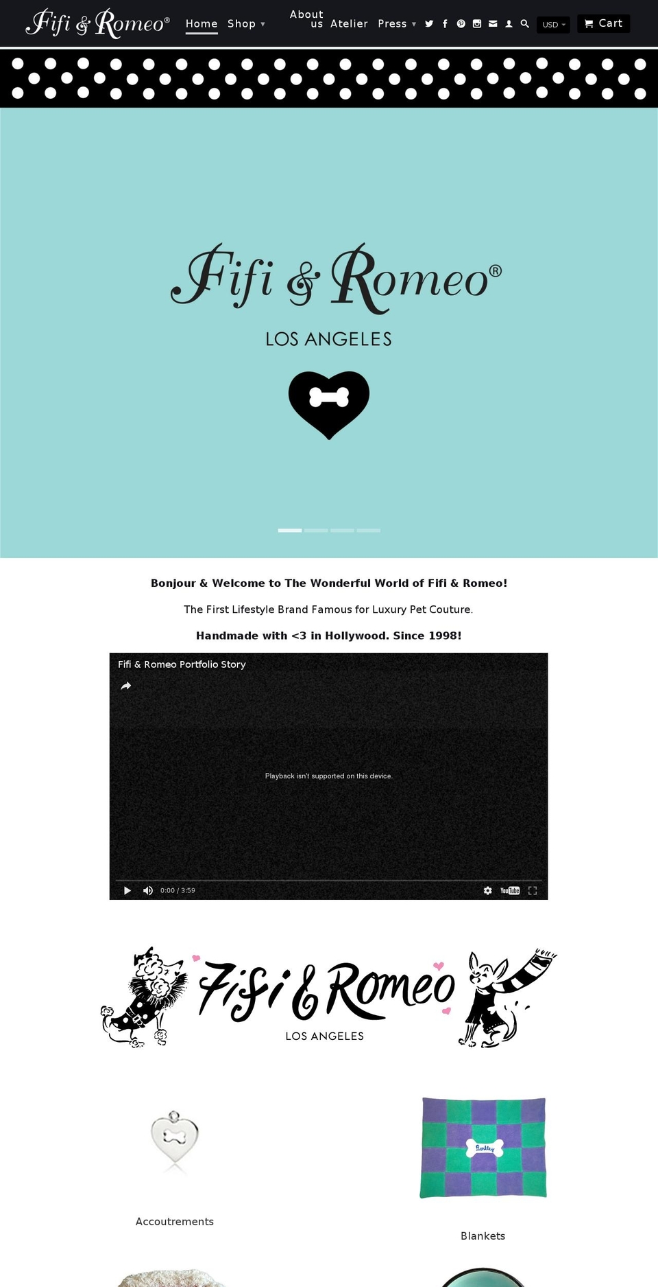 fifiandromeo.com shopify website screenshot