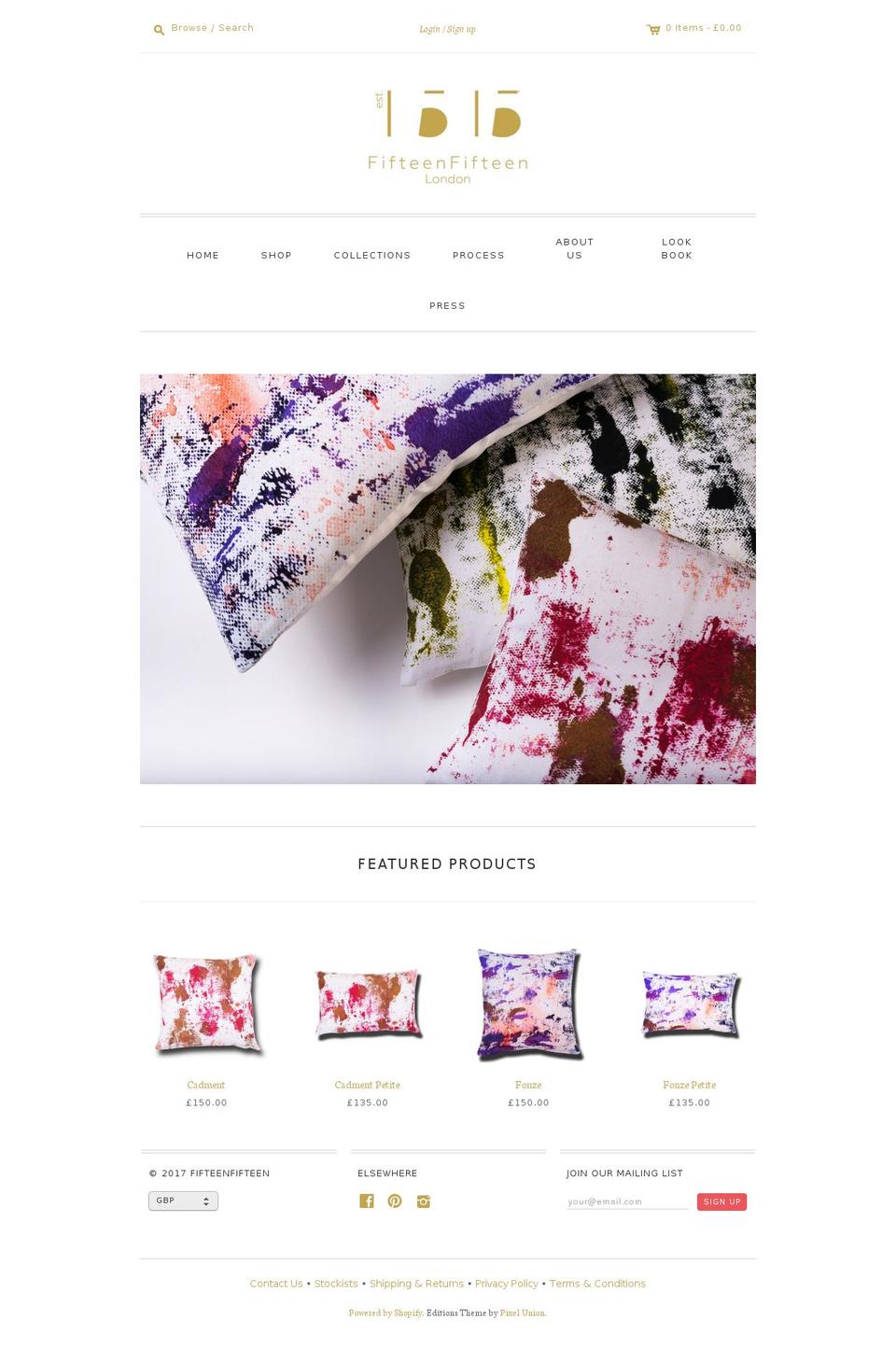fifteenfifteen.com shopify website screenshot