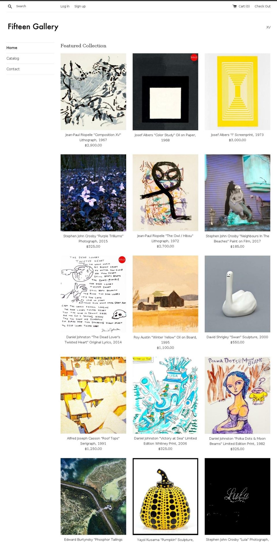 fifteengallery.com — Shopify storefront screenshot