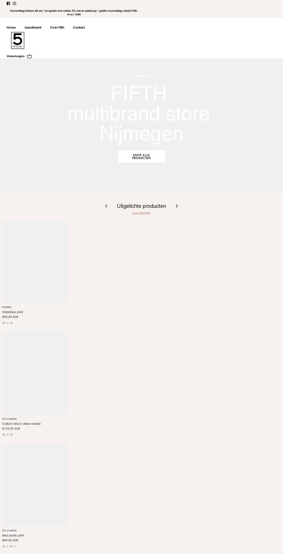 fifth.nl shopify website screenshot