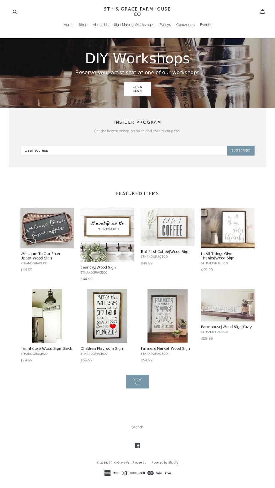fifthandgrace.com — Shopify storefront screenshot