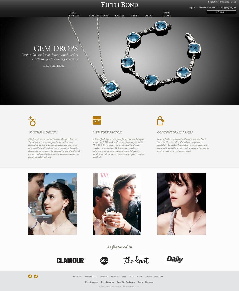 fifthbondjewelry.com shopify website screenshot