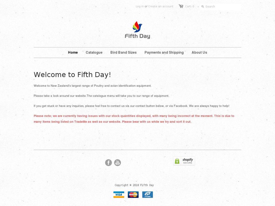 fifthday.co.nz shopify website screenshot