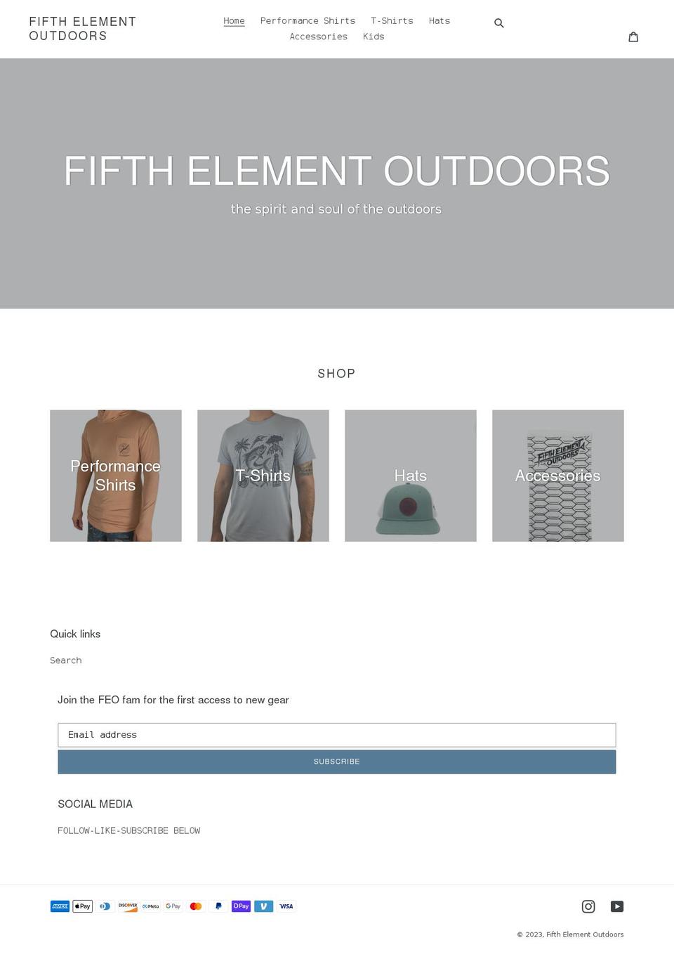 fifthelementoutdoors.com shopify website screenshot