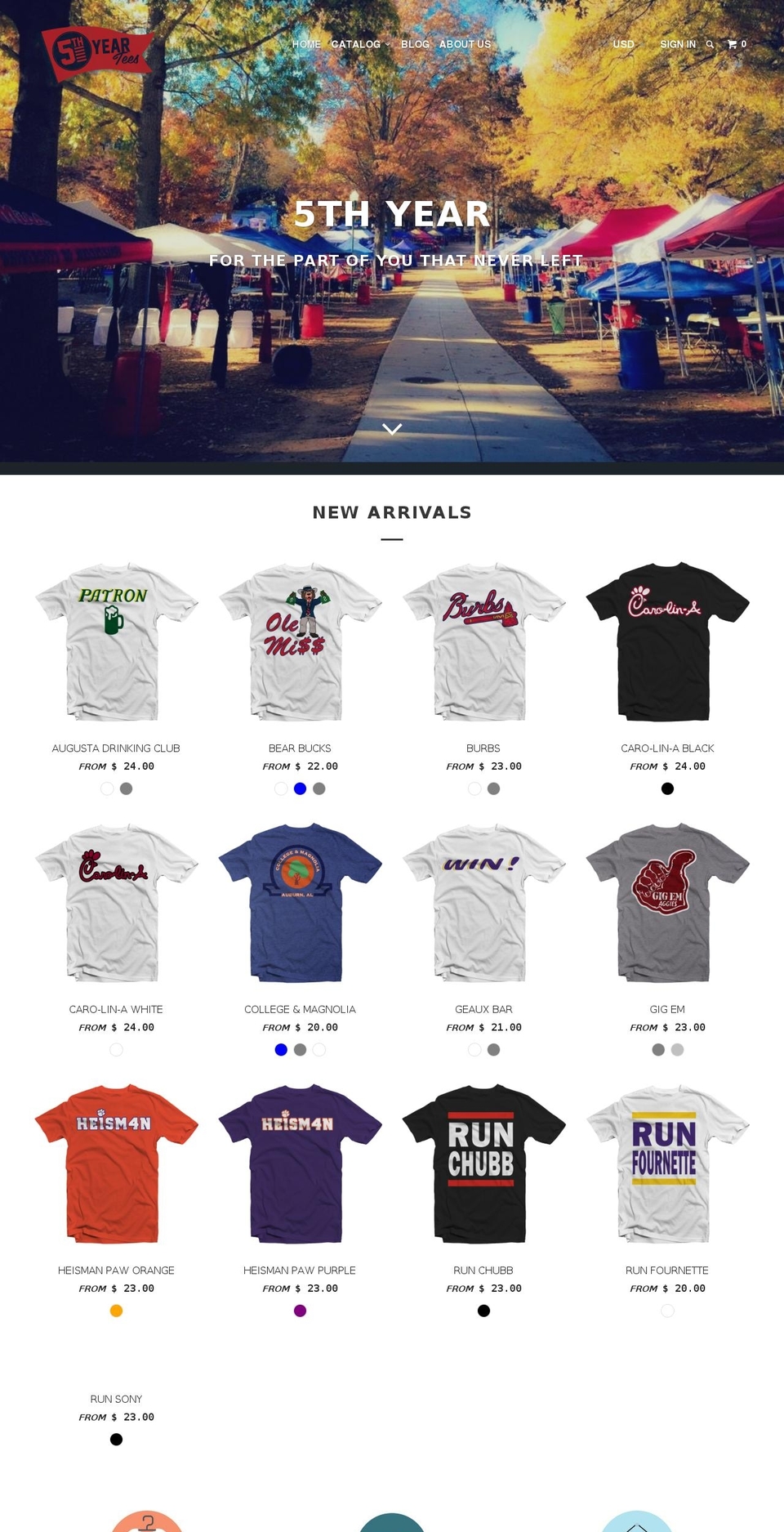 fifthyeartees.com shopify website screenshot