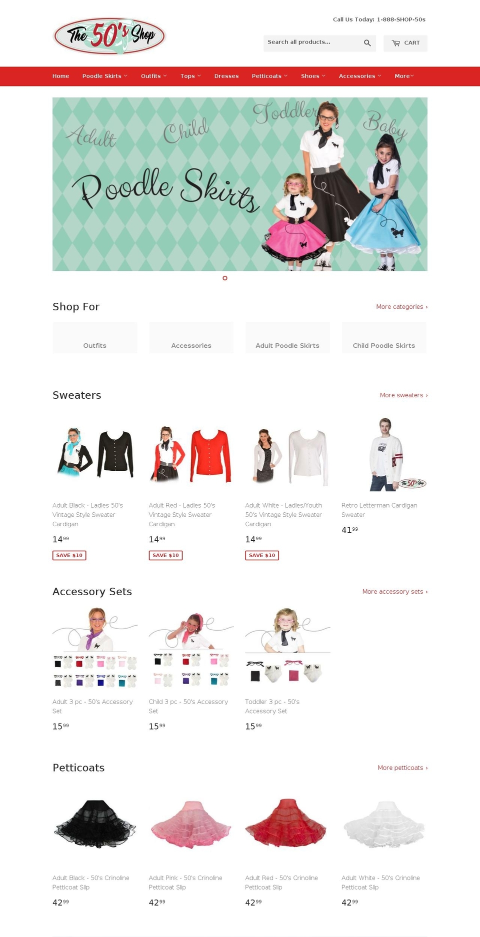 fiftiespoodleskirts.com shopify website screenshot