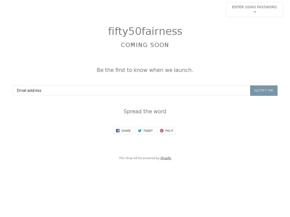 fifty50fairness.com — Shopify storefront screenshot