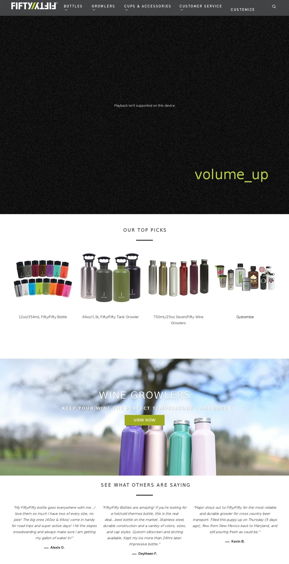 Parallax Shopify theme site example fiftyfiftybottles.com