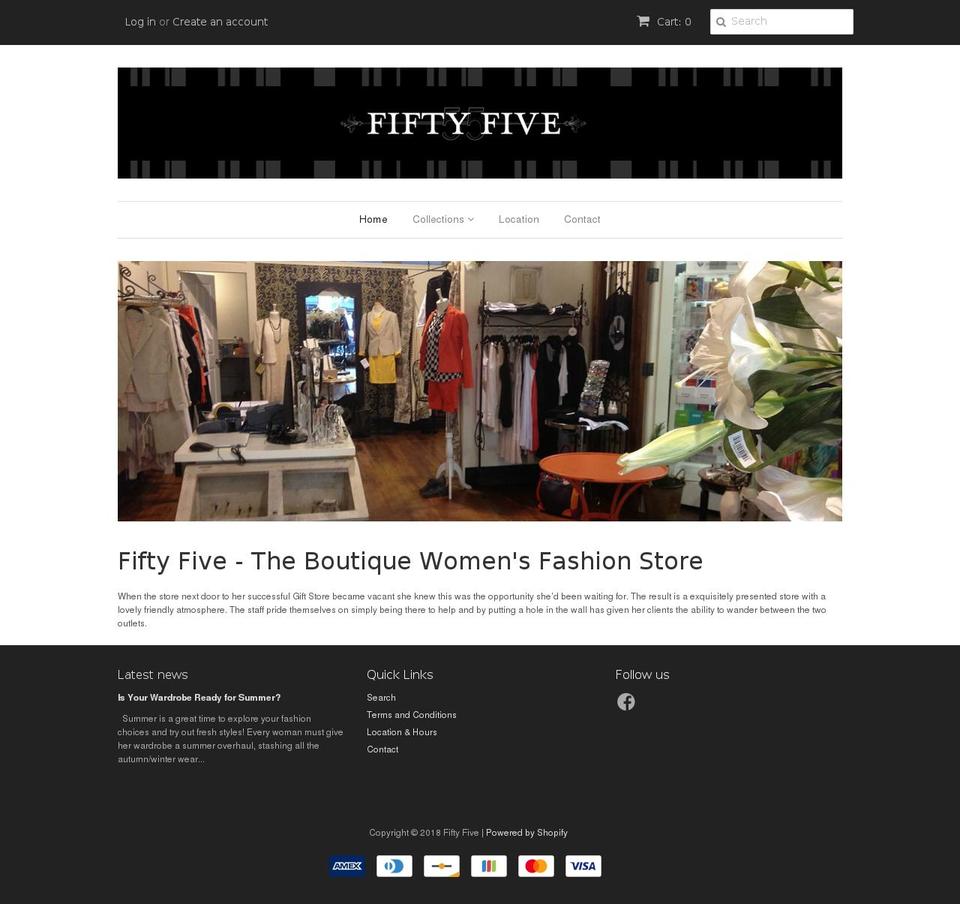 fiftyfive.co.nz shopify website screenshot