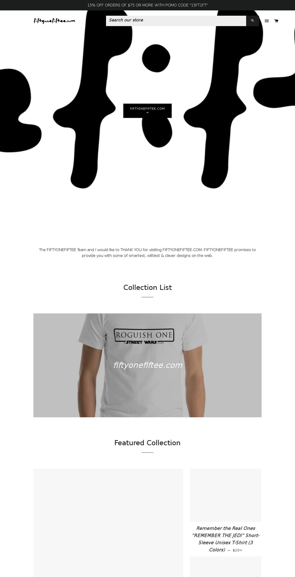 fiftyonefiftee.com — Shopify storefront screenshot