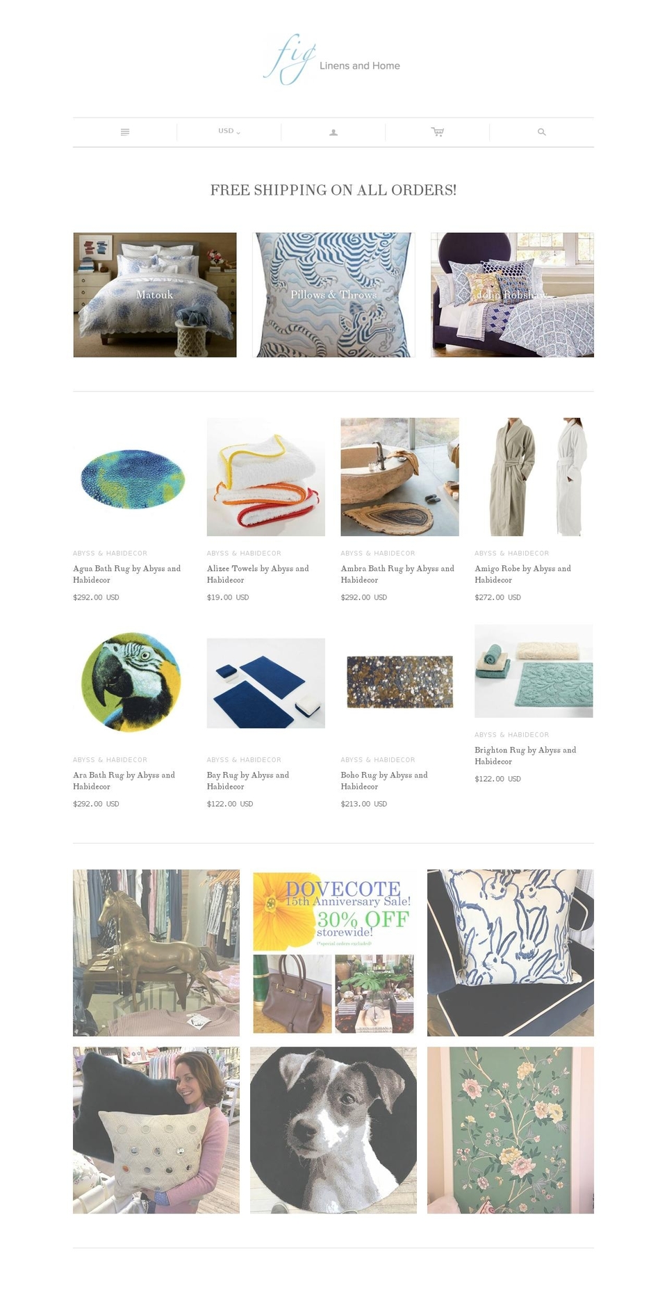 figelegantlinens.com shopify website screenshot