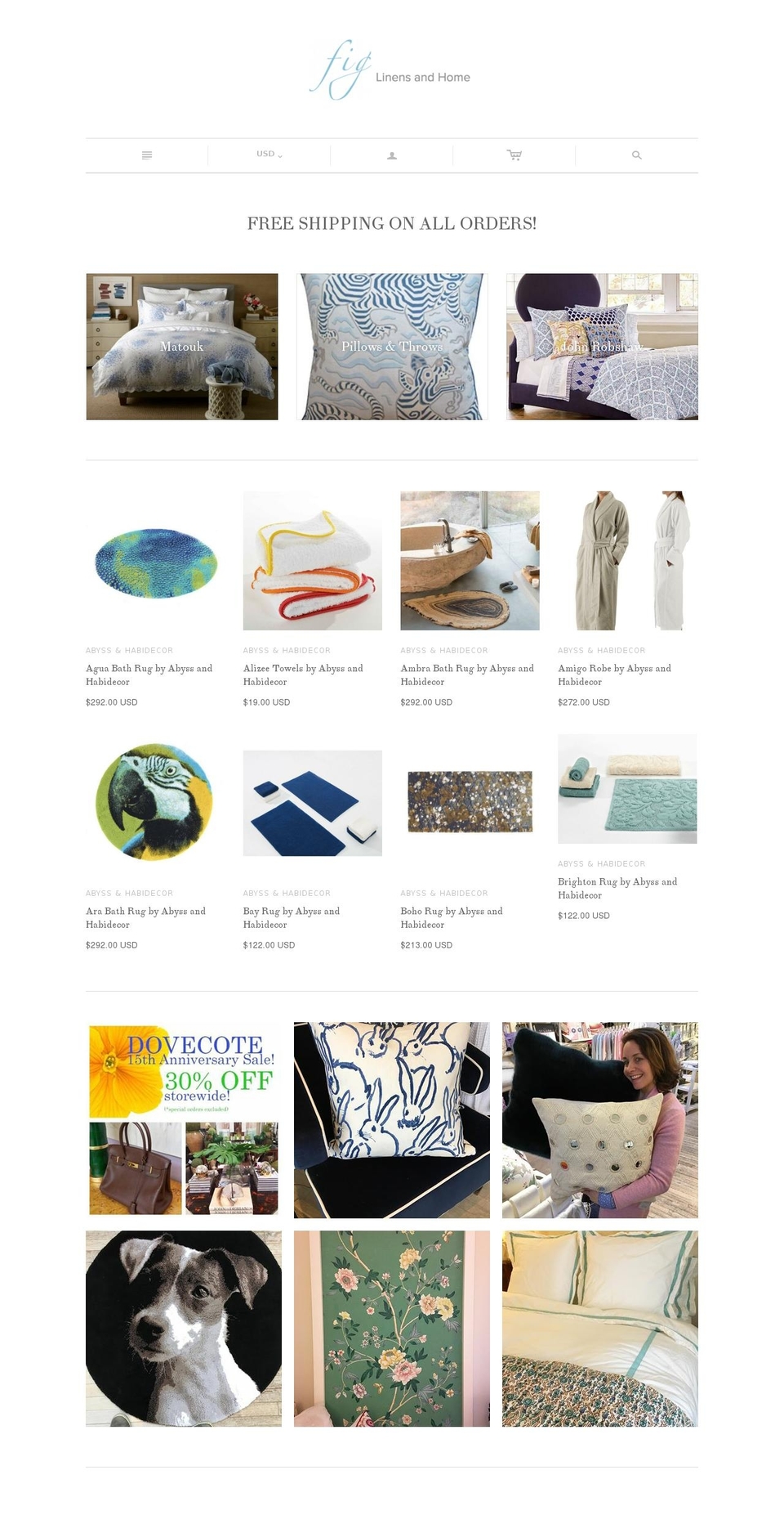 figfinelinenandbath.com shopify website screenshot