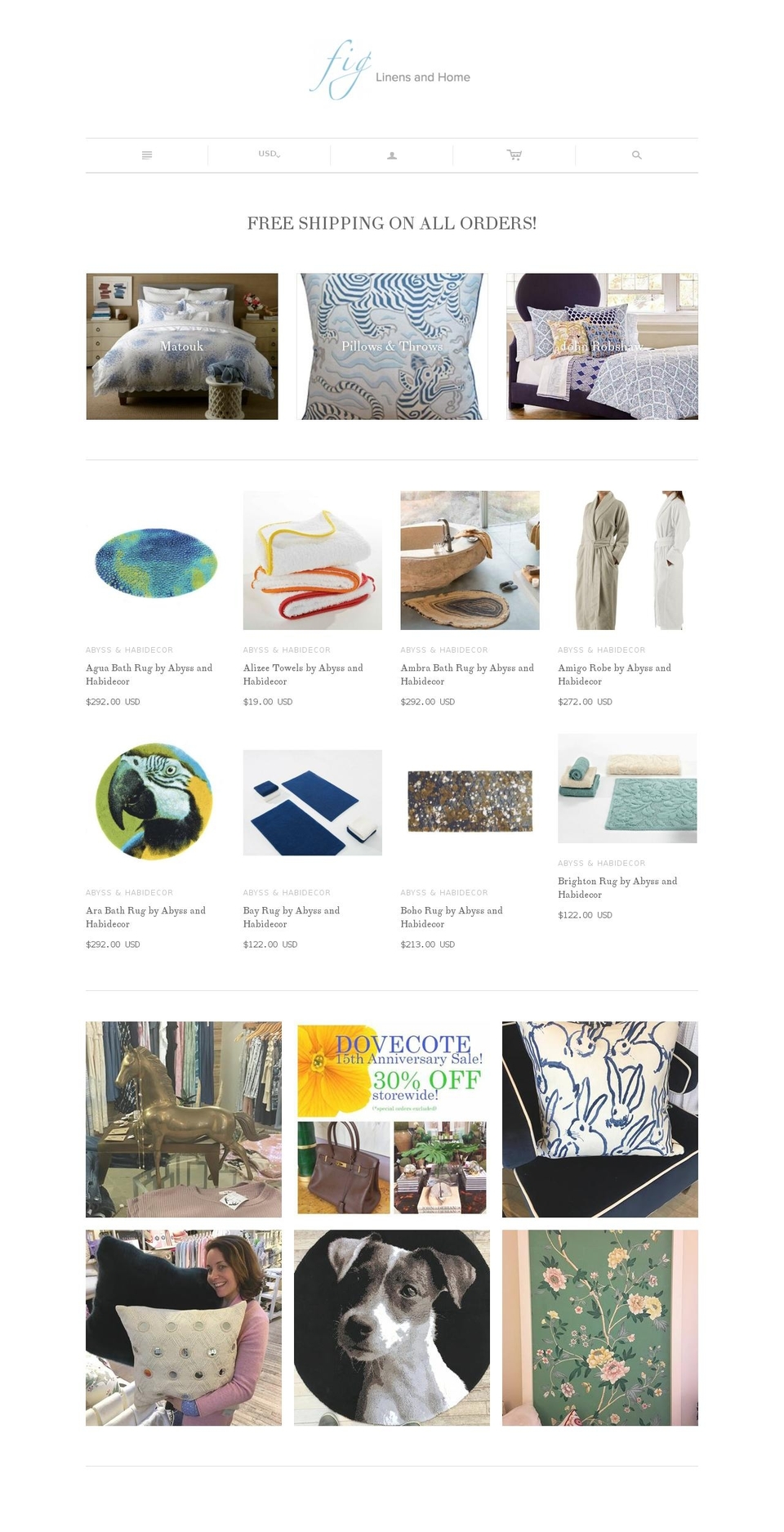 figfinelinenandbath.net shopify website screenshot