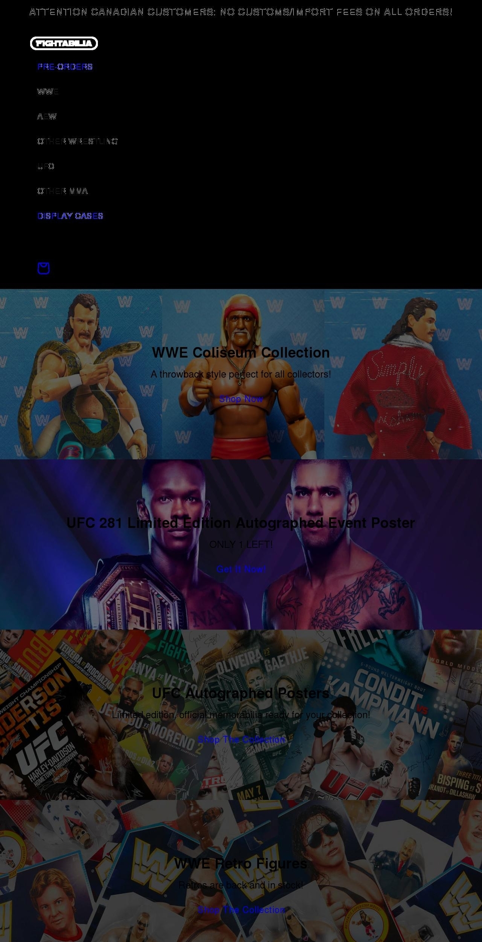 fightabilia.com shopify website screenshot