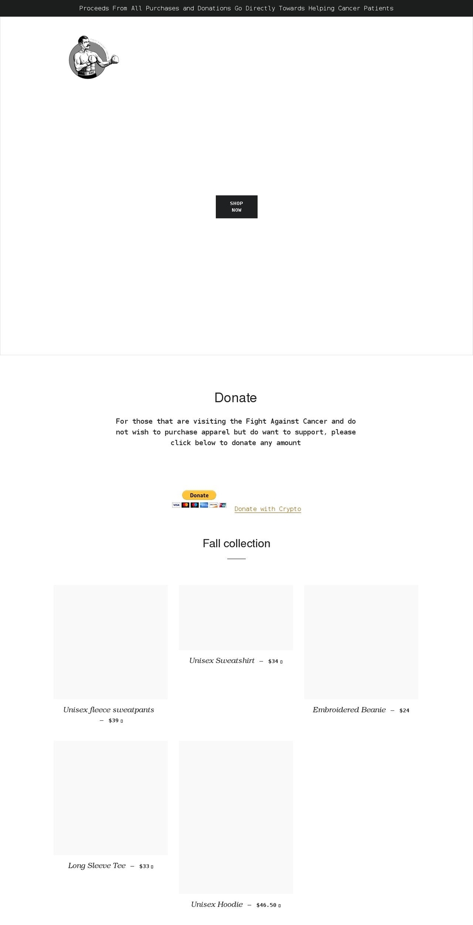 fightagainstcancer.net shopify website screenshot
