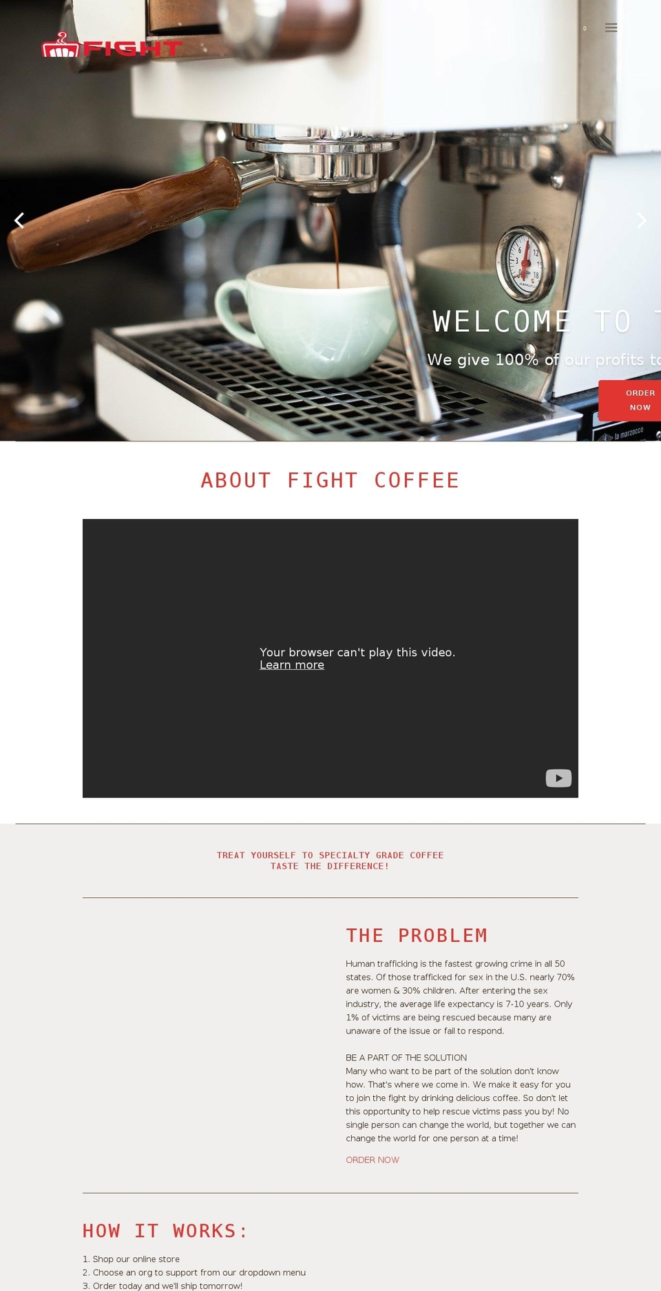 fightcoffee.org shopify website screenshot