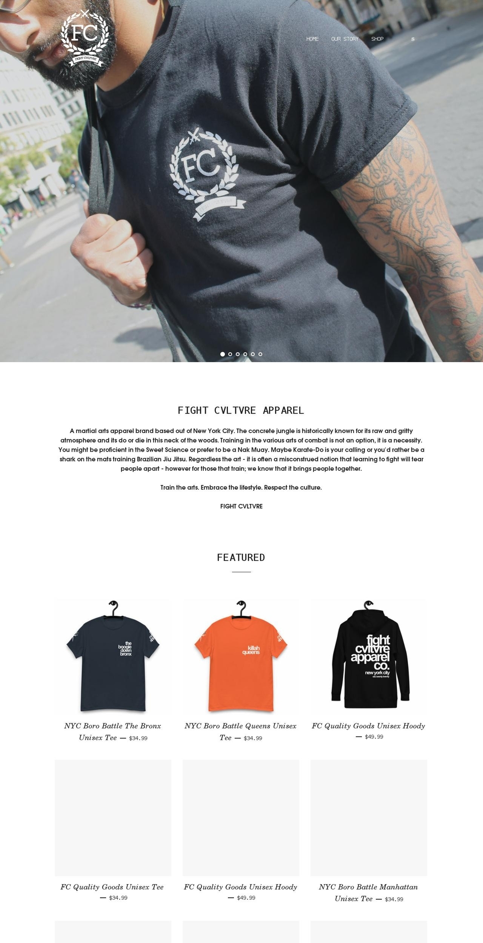 fightcvltvre.com shopify website screenshot