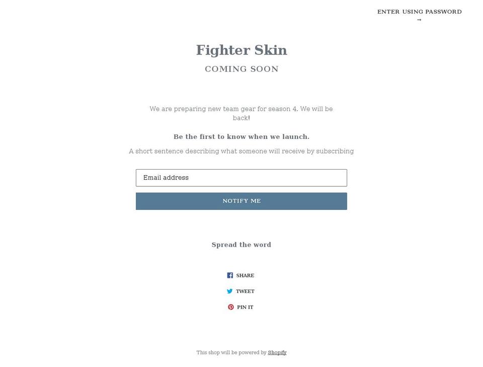fighterskin.com — Shopify storefront screenshot
