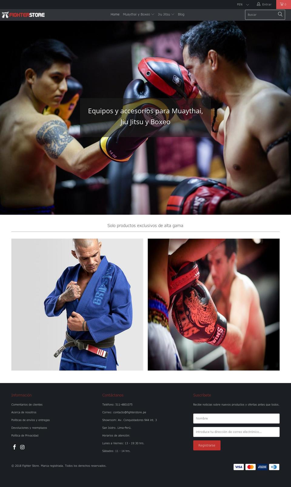 fighterstore.pe shopify website screenshot