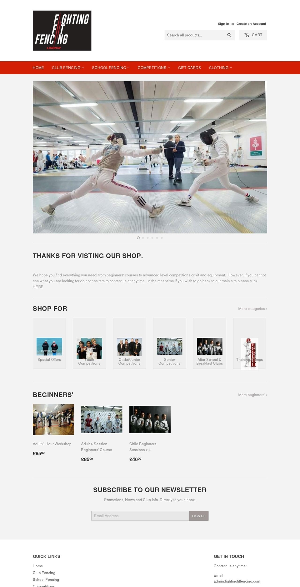 fightingfitfencingshop.com — Shopify storefront screenshot