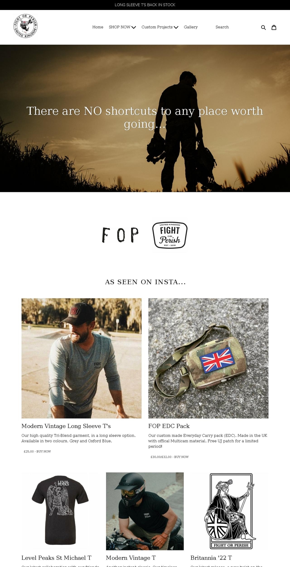 fightorperish.co.uk shopify website screenshot