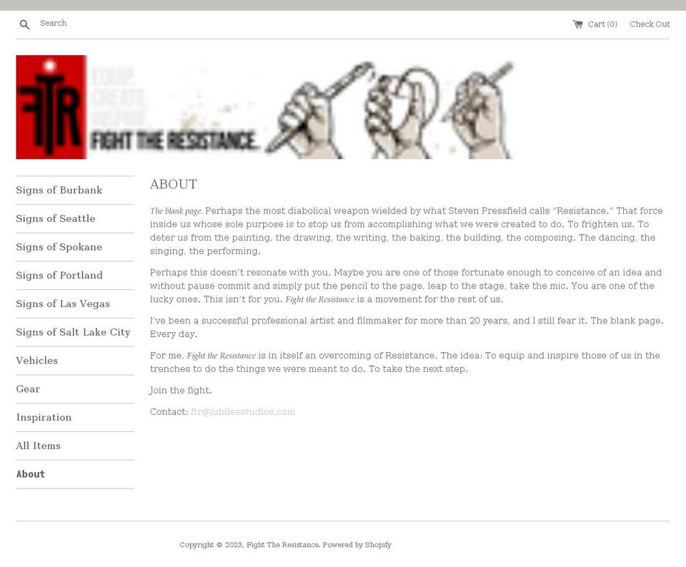 fighttheresistance.com shopify website screenshot
