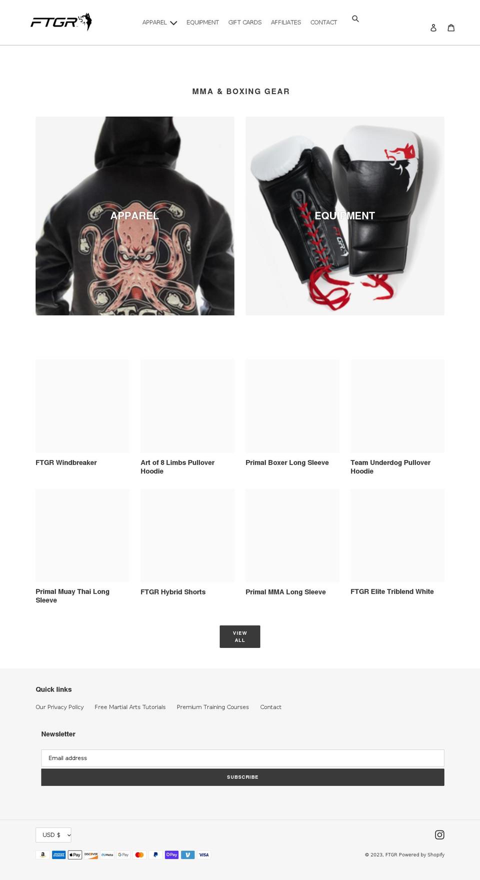 fighttipsgear.com shopify website screenshot