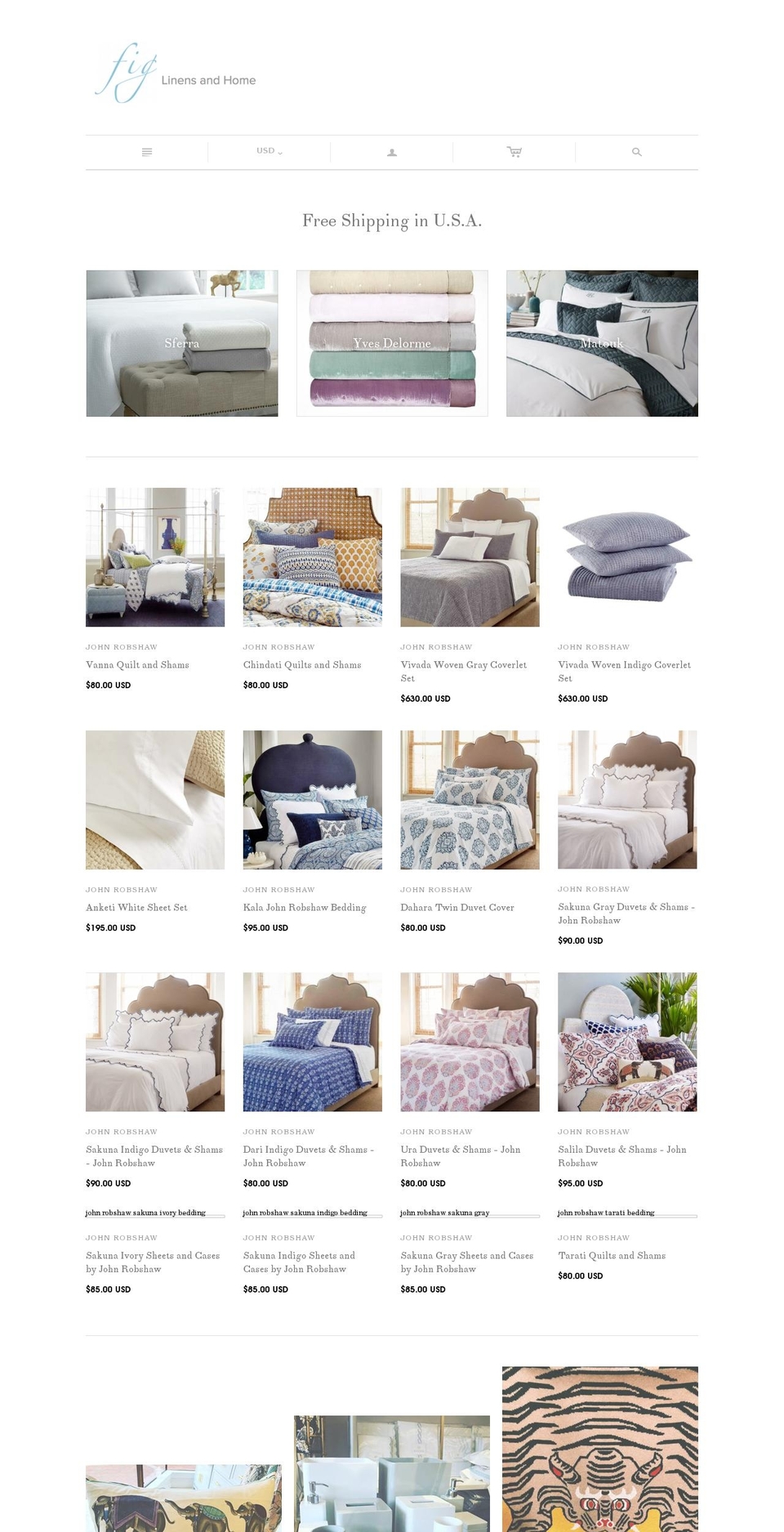 figlinensandhome.com shopify website screenshot