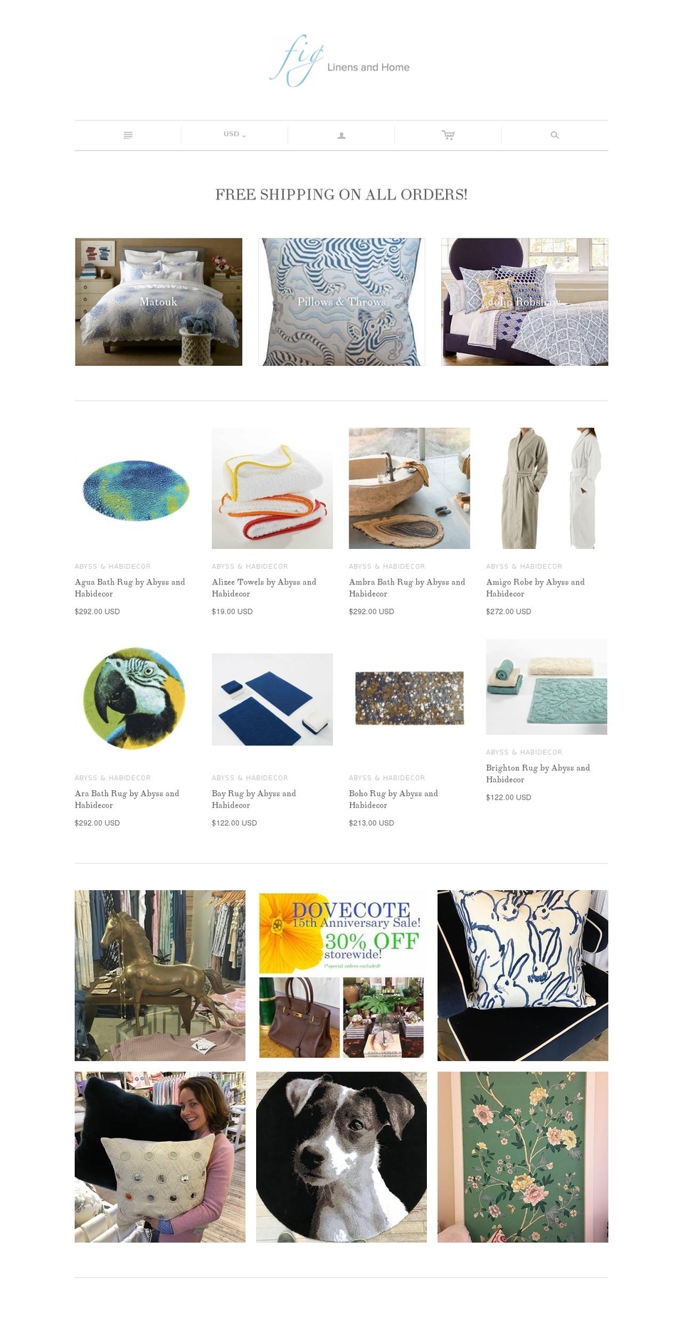 figluxurylinens.net shopify website screenshot