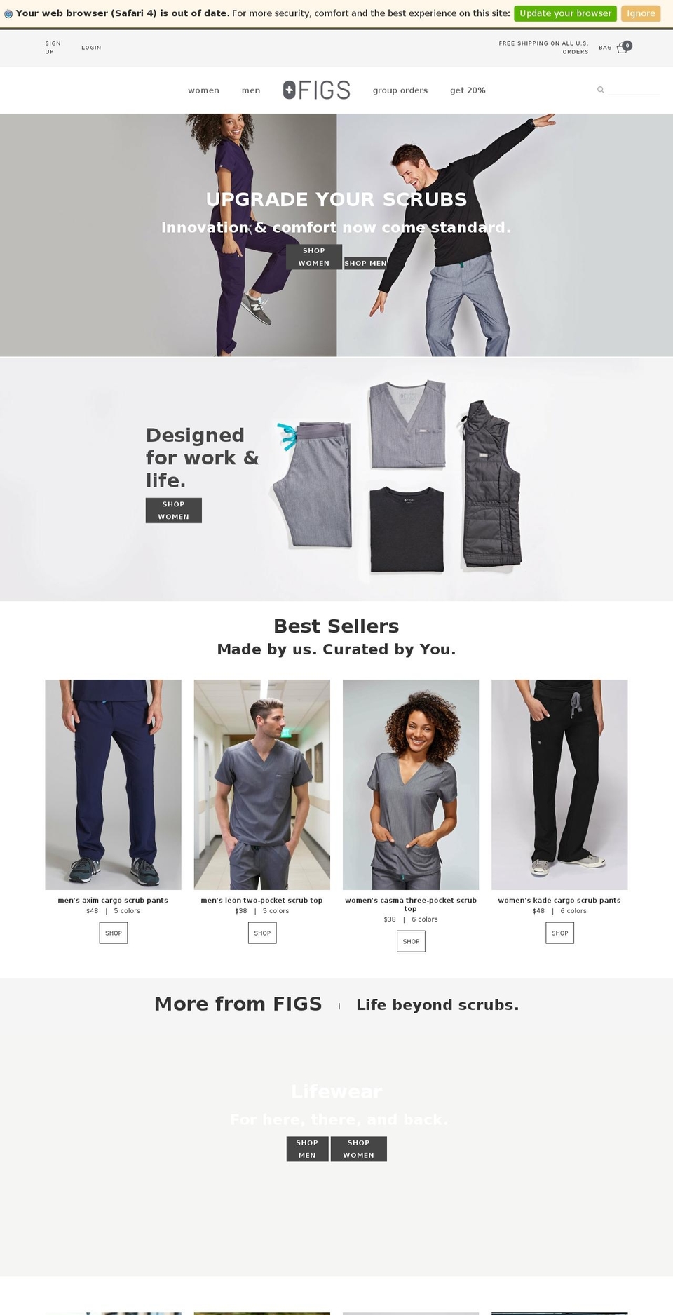 FIGS 6.3 Shopify theme site example figsscrubs.com